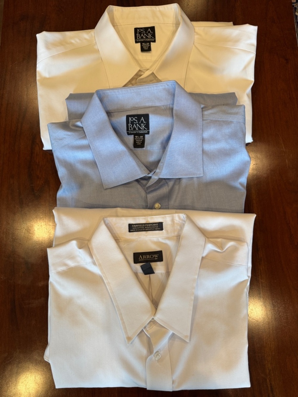 NWOT Jos. A. Bank White and Light Blue Dress Shirts Arrow White Dress Shirt 18.5